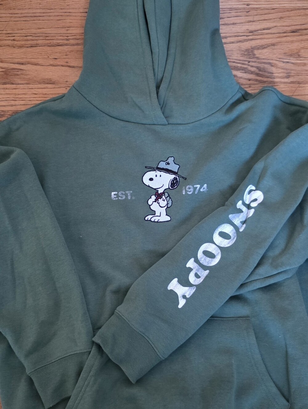 Peanuts Hoodie, Greeen, Size L
